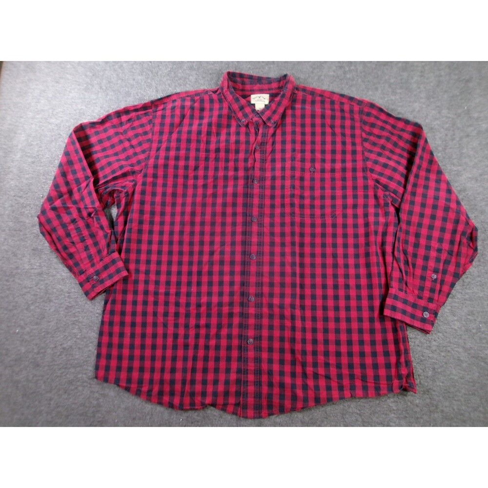 Blue Mountain Shirt Men 2XL Red Plaid Work Long Sleeve Outdoor Causal Button